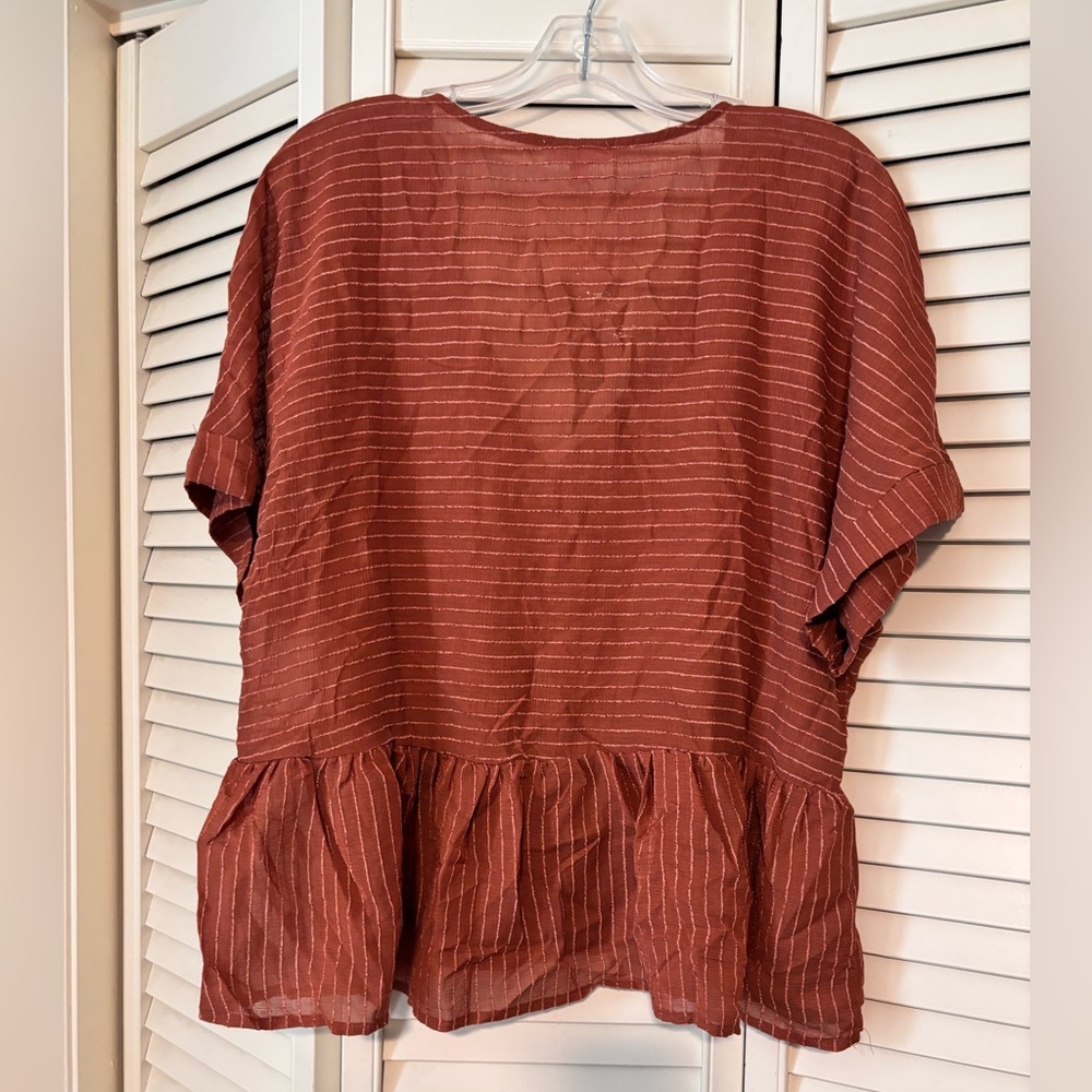 Blu Pepper | Deep Rust Color Button-Up Women's Top | Sz L - Picture 6 of 7